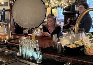 Marketing in action! Sarah perfectly captures the Gris' refreshing Revolutionary Ale.